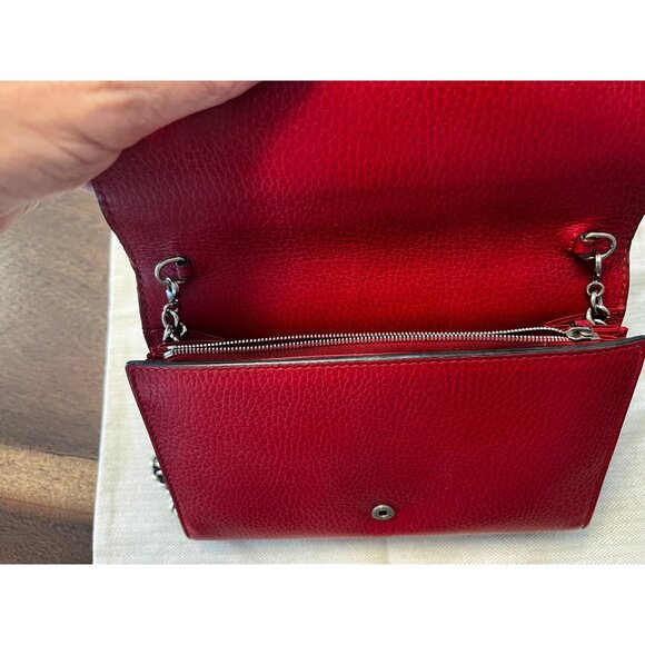 Gucci Dionysus Red Leather Crossbody Wallet With Chain Strap & Snake Buckle Deta - Picture 3 of 13